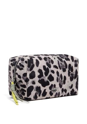 Bimba y Lola leopard-print zip make-up bag - Grey
