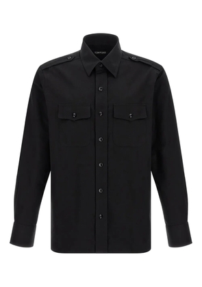 TOM FORD cuffed-sleeve pocket shirt - Black