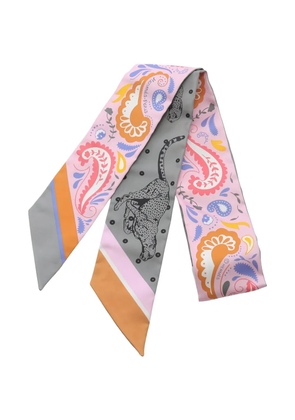 Hermès Pre-Owned 2020 bandana ribbon guepards scarf - Pink