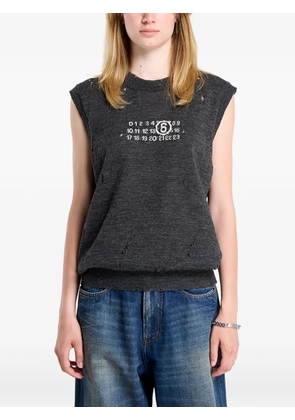 MM6 Maison Margiela Numeric-logo distressed knitted vest - Grey