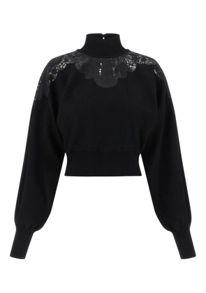TWINSET lace-insert high-neck sweater - Black