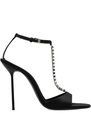 Paris Texas 105mm Lidia T-Strap crystal-chain heeled sandals - Black
