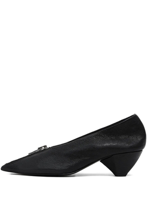 Bimba y Lola 35mm zip-detail pointed pumps - Black