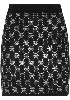 Philipp Plein monogram knitted skirt - Black