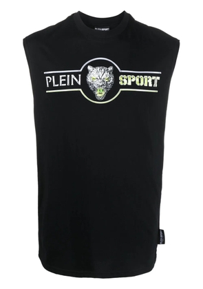 Plein Sport logo-print cotton tank top - Black