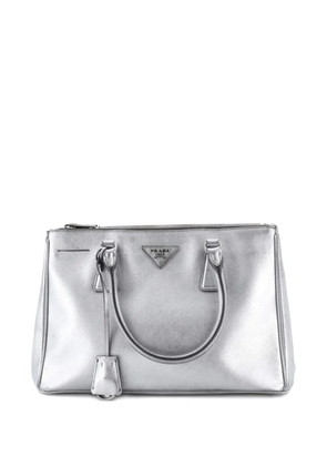 Prada Pre-Owned Double Zip Lux Saffiano Leather Small tote bag - Silver