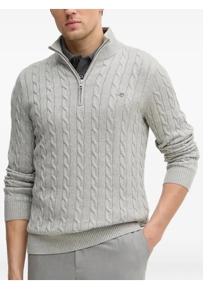 Gant cable-knit half-zip sweater - Grey