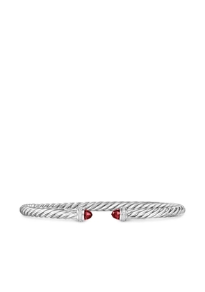 David Yurman sterling silver Cablespira garnet and diamond bracelet (4mm)