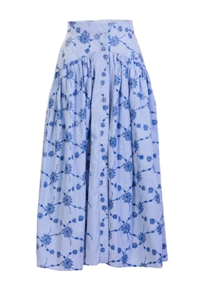 Silvia Tcherassi Narel embroidered striped midi skirt - Blue