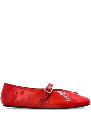 Coach buckle-strap patent leather ballet flats - Red