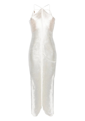 Cult Gaia Renata halterneck fringed gown - White