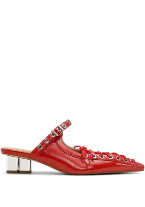 GANNI laced leather mules - Red