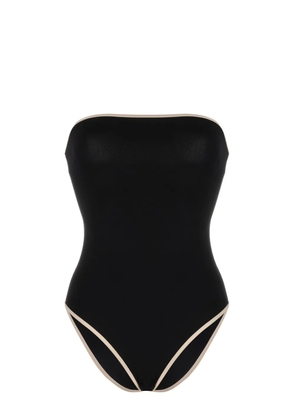 TOTEME striped-edge strapless swimsuit - Black