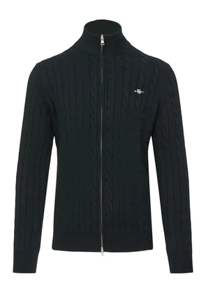 Gant cable zipped cotton cardigan - Black