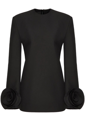 Valentino Garavani floral ruffle-cuff mini dress - Black