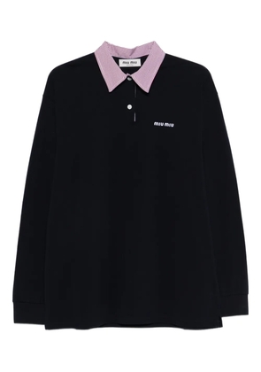 Miu Miu striped-collar polo top - Blue