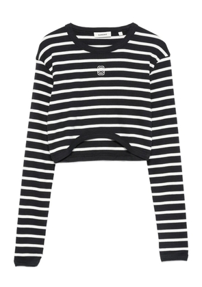 SANDRO striped embroidered cotton T-shirt - Blue