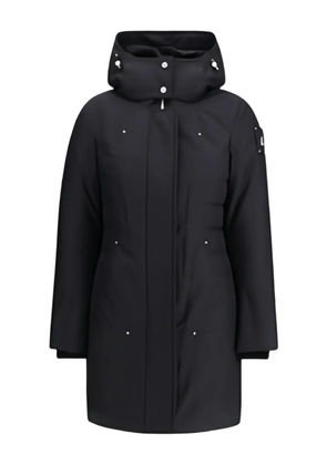 Moose Knuckles hooded logo-patch coat - Black