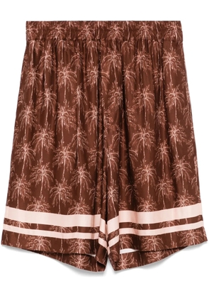 Laneus palm tree-print shorts - Brown