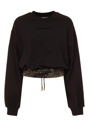 Just Cavalli drawstring leopard-print sweatshirt - Black