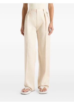Manière De Voir Julie twin-pleat linen trousers - Neutrals