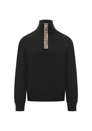 Burberry zip-up argyle sweater - Black