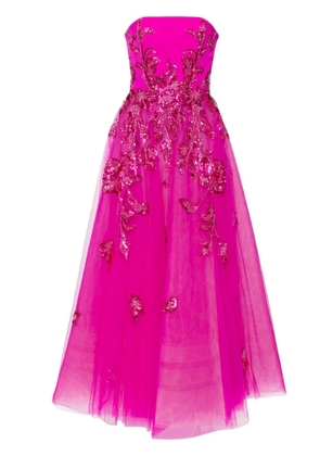Saiid Kobeisy beaded tulle strapless gown - Pink