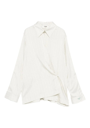 FENDI pinstripe wrap-tie blouse - White