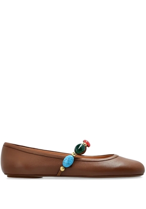 Gianvito Rossi leather ballerina shoes - Brown
