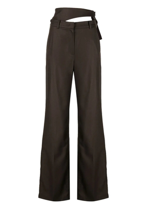 System cut-out detailing wool tailored trousers - Brown