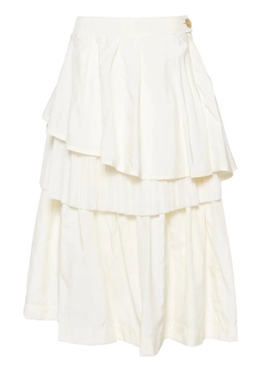 Shanshan Ruan tulle-overlay ruffled skirt - Neutrals