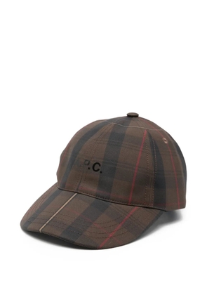 A.P.C. plaid-pattern baseball cap - Brown
