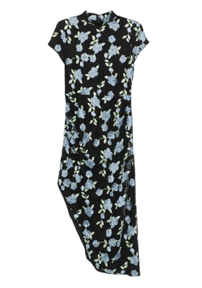 ROTATE BIRGER CHRISTENSEN mesh asymmetric maxi dress - Black