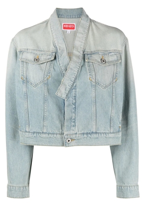 Kenzo faded-effect cropped denim jacket - Blue