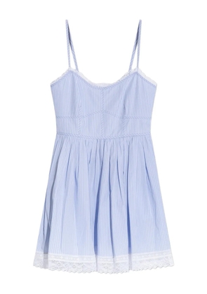 LoveShackFancy Harrisine lace-trimmed striped dress - Blue