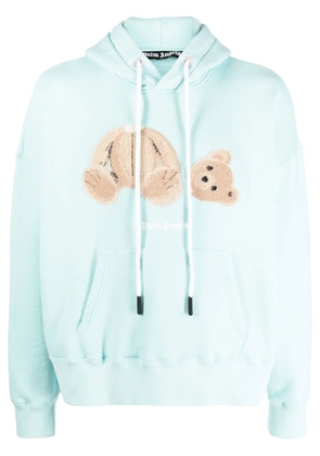 Palm Angels Bear-print organic cotton hoodie - Blue