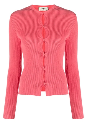 FENDI ribbed-knit cotton-blend cardigan - Pink