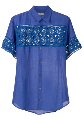 Amir Slama crochet-panel short-sleeved shirt - Blue