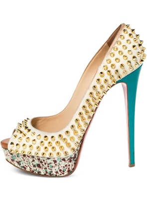 Christian Louboutin Pre-Owned 145mm spiked peep-toe platform pumps - Neutrals
