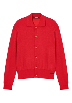 Versace silk polo cardigan - Red