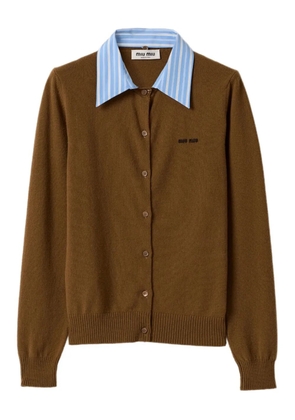 Miu Miu shirt-collar cashmere cardigan - Brown