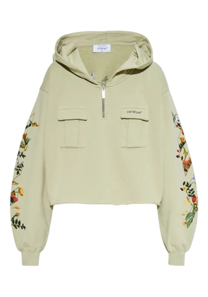 Off-White pocket floral hoodie - Green