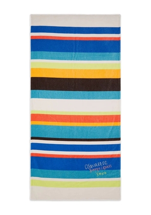 DSQUARED2 Summer Lovers Sunset striped-embroidered towel - Blue