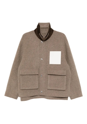 CROQUIS sheep wool loose jacket - Brown