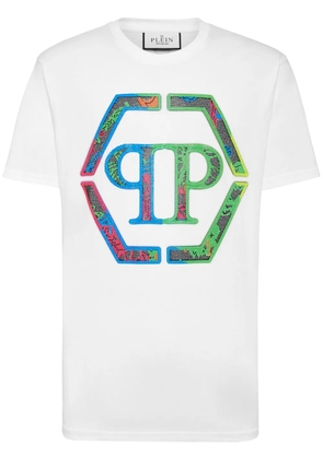 Philipp Plein logo crystal-embellished cotton T-shirt - White