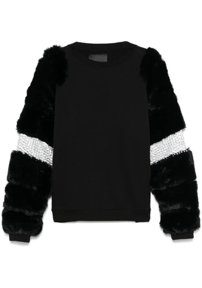 Loulou faux fur-sleeves sweatshirt - Black