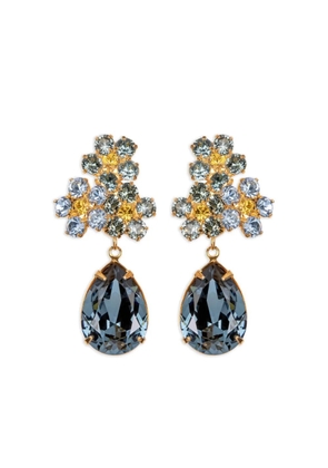 Jennifer Behr Lauretta crystal-flower pear-drop earrings - Gold