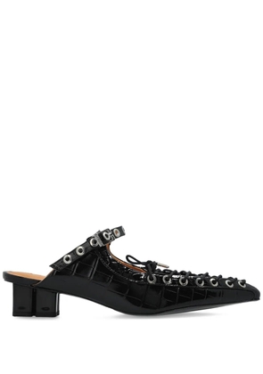 GANNI 50mm buckle-fastening lace-up mules - Black