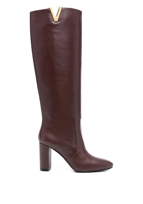 Via Roma 15 v-detail block-heel boots - Red