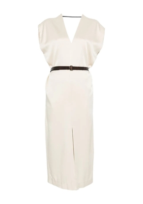 Brunello Cucinelli V-neck midi dress - Neutrals